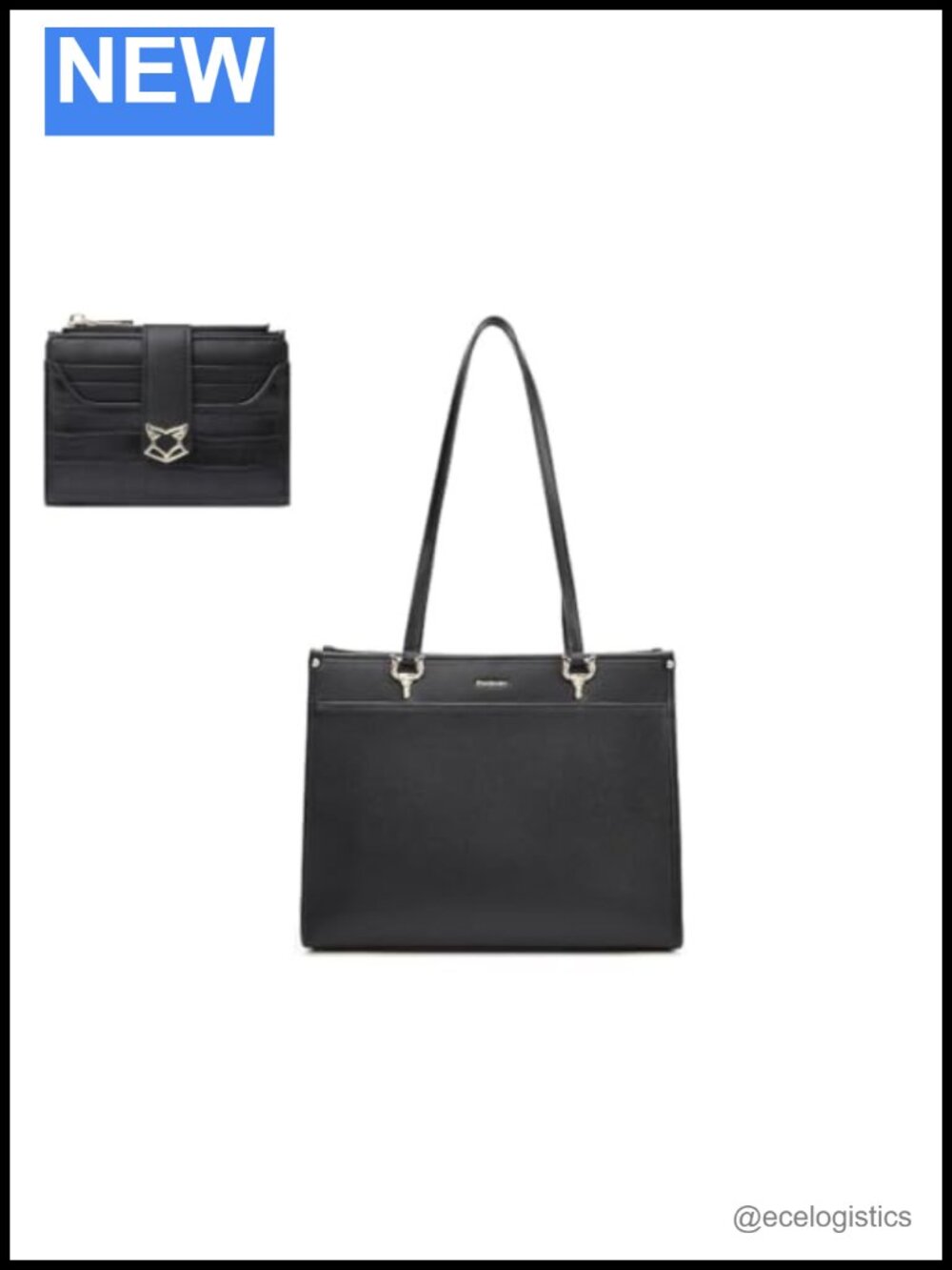 Genuine Leather Women's Tote Bag with Matching Wallet